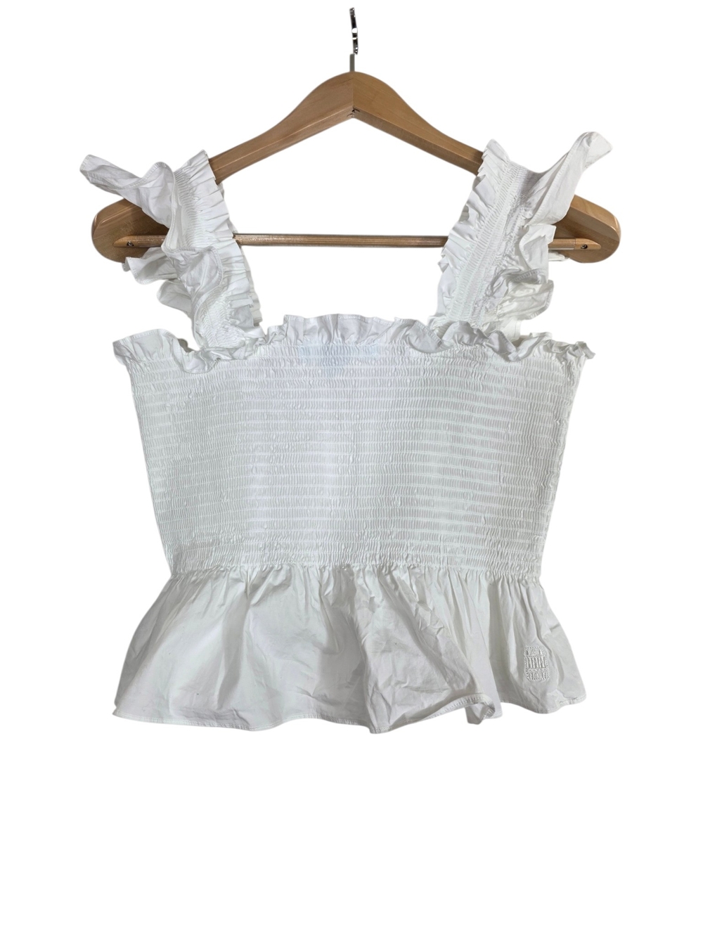 Hill House The Paz nap White Smocked Ruffle Peplum Top